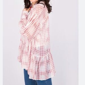 NWT Topshop Asymmetric Check Tiered Shirt